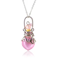 1pc murano glass perfume bottle necklace small heart bottle essential oil aromatherapy bottle pendant necklace