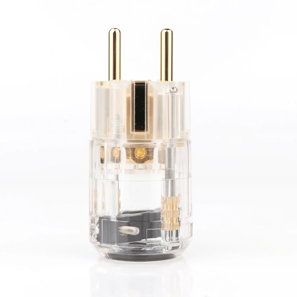 HIFI прозрачный позолоченный Евро Schuko Кабель питания удлинитель IEC Женский Разъем