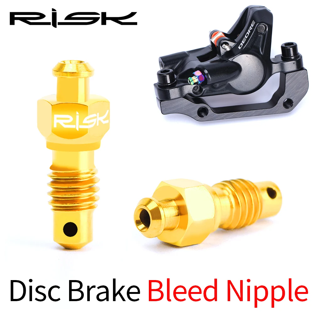 2 Color RISK Mountain Bike Titanium Alloy Hydraulic Disc Exhaust Muffler Screw Bicycle Brake Clip Filling and Bleeding Screw