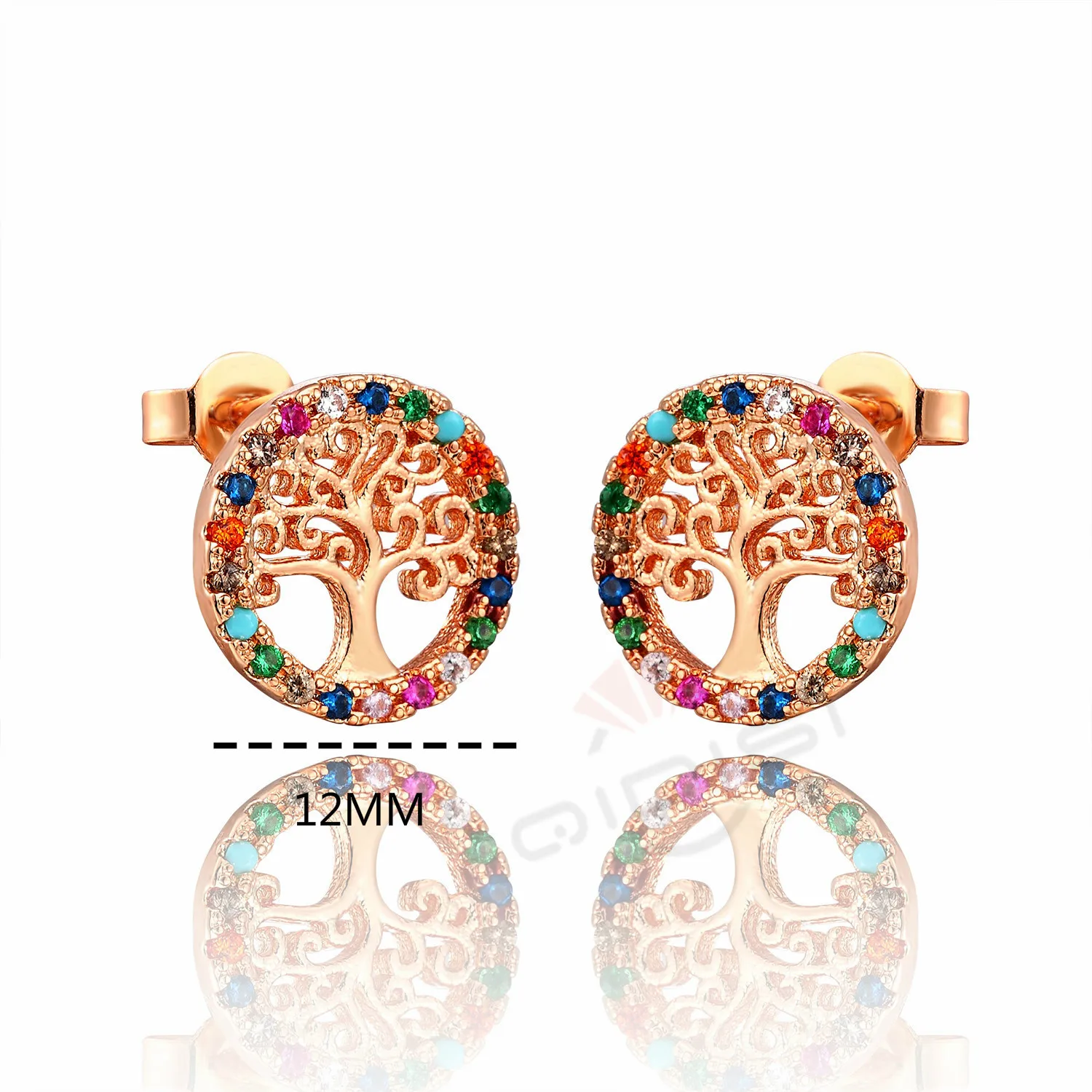 Роскошные серьги гвоздики цвета розового золота белого сверкающие с цирконием и