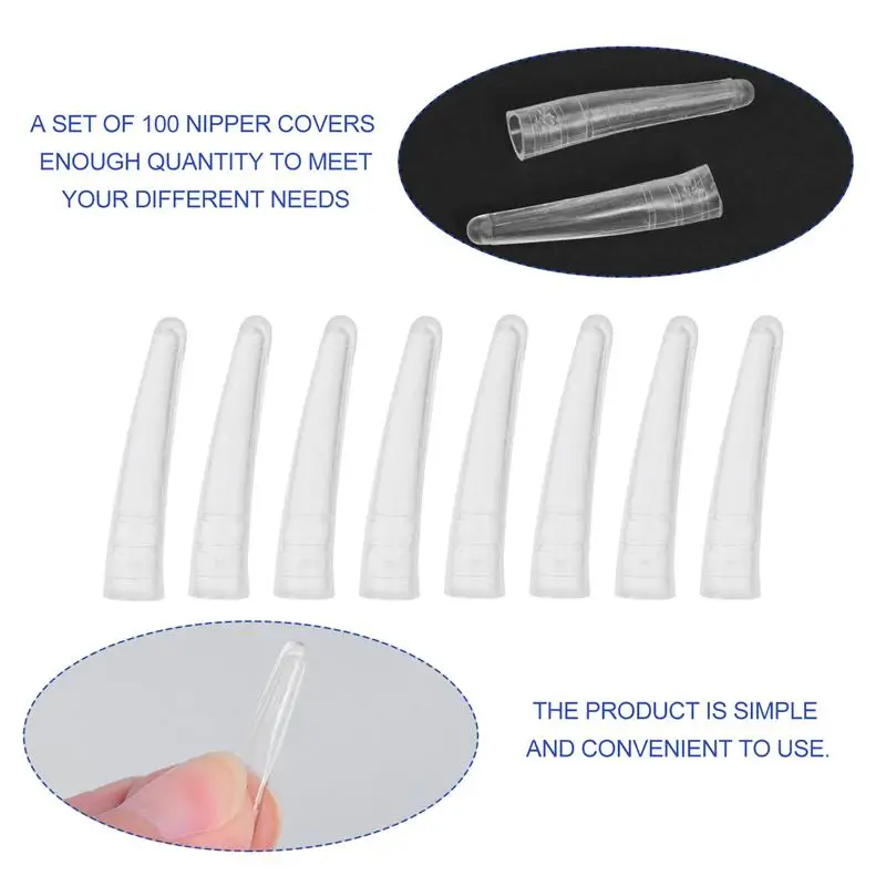 

100Pcs Nipper Cover Nail Nipper Protective Cover Tweezer Tip Silicone Sleeve Tweezers Dolphin Clip Anti Slip Replacement Sleeve