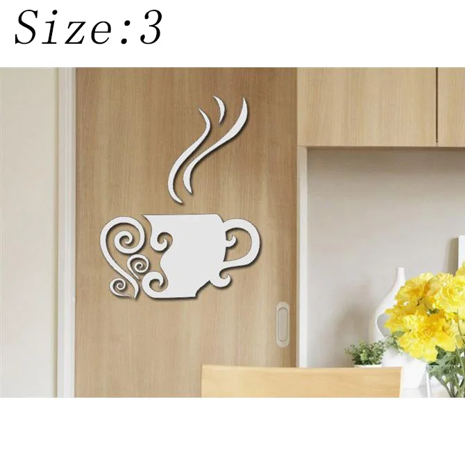 Настенная Наклейка стена настенное зеркало кофейная чашка креативный декор