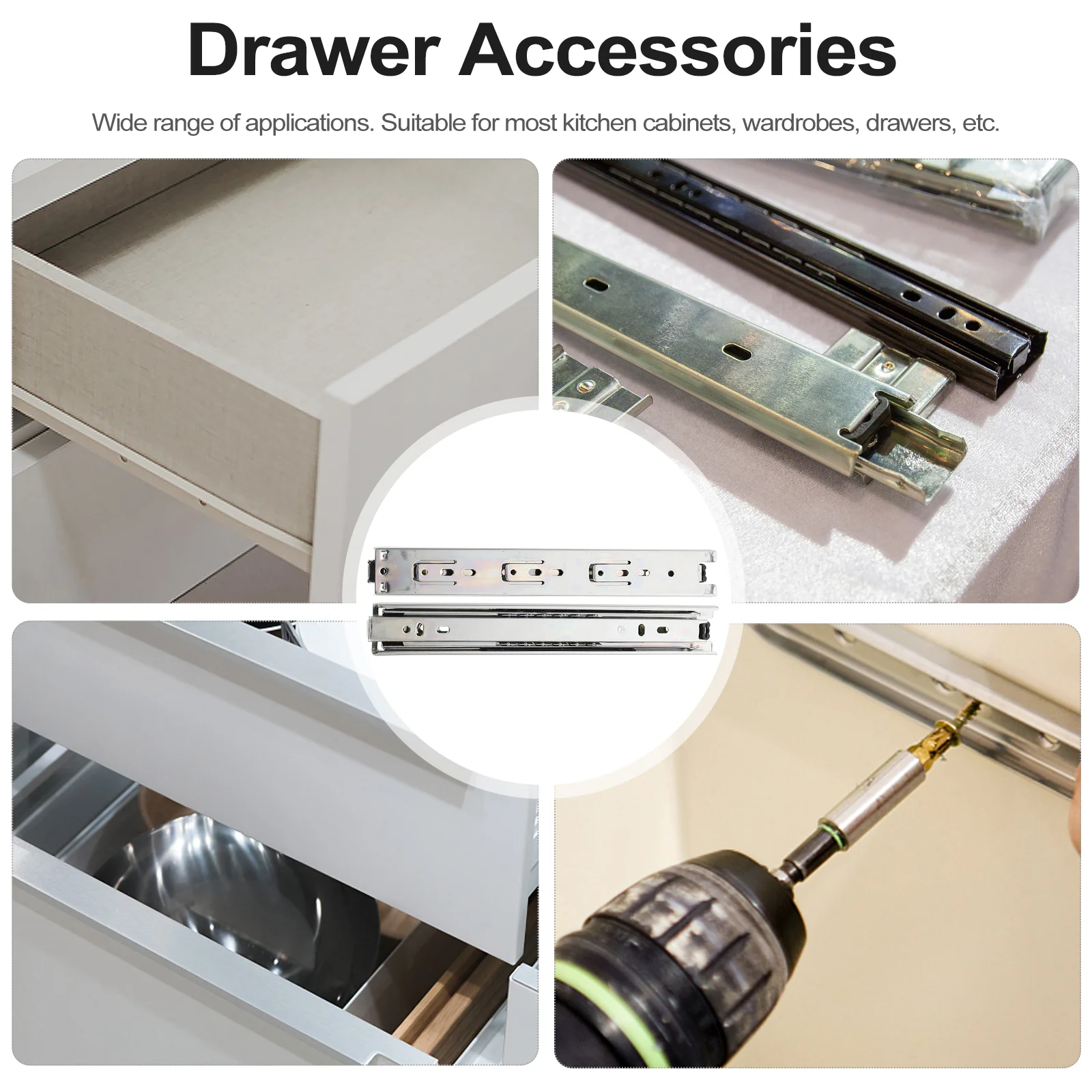2 пары направляющих для выдвижных ящиков Трехсекционные направляющие мебельные