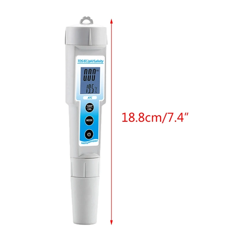 

Multi-Function Water Quality Monitor Tester 5 In 1 PH/TDS/EC/Salinity/Temperature Meter for Pools, Drinking Water, Aquariums