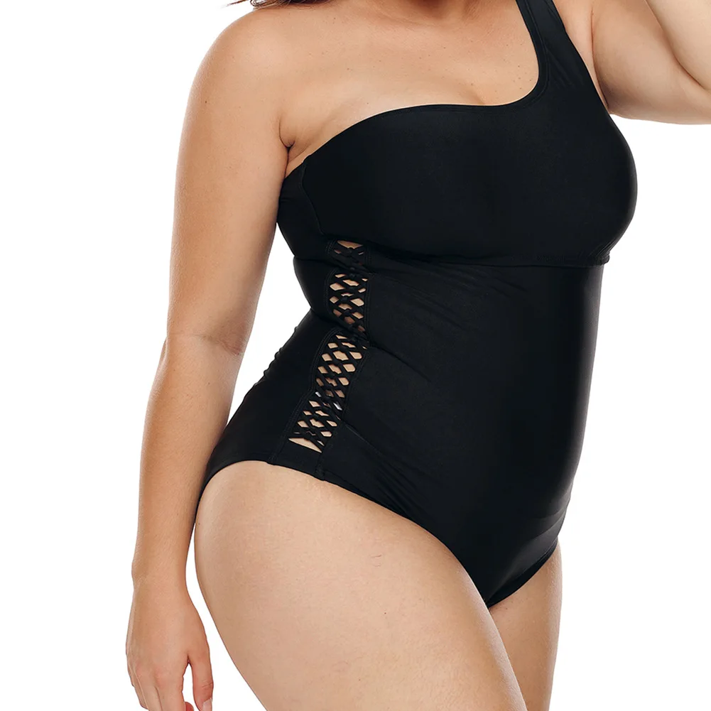 

Jumpsuit women's hot spring show thin belly sexy one-shoulder stiletto collar to increase the size of the new swimwear