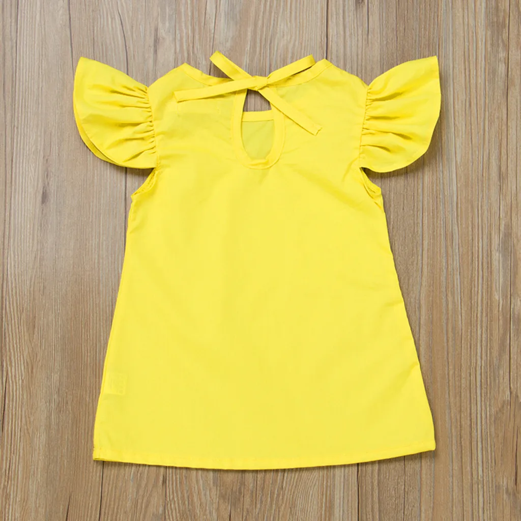 Summer Infant Baby Girls Fly Sleeve Solid Bow Dress Clothes Dresses Kids For Clothing Girl Costume | Детская одежда и обувь