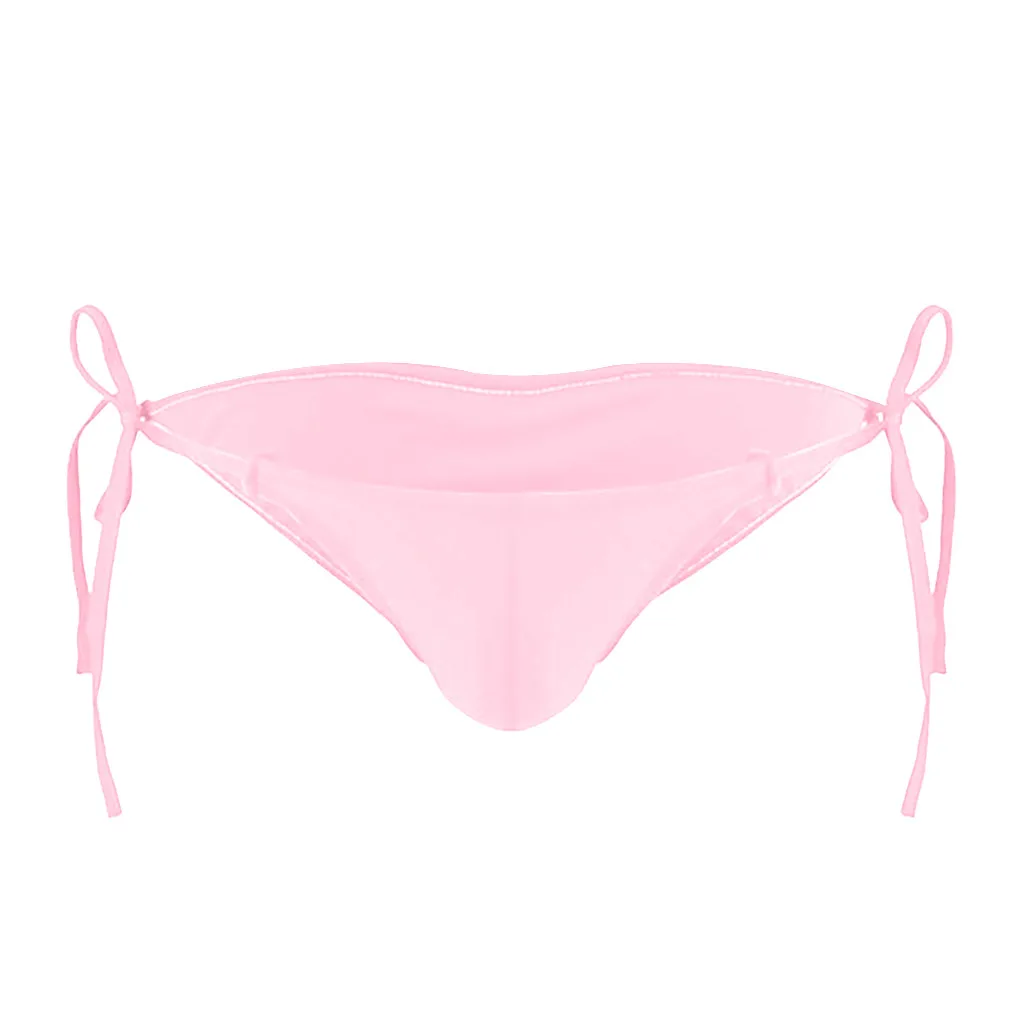 Мужские трусы брифы на шнурках черные однотонные стринги с низкой посадкой