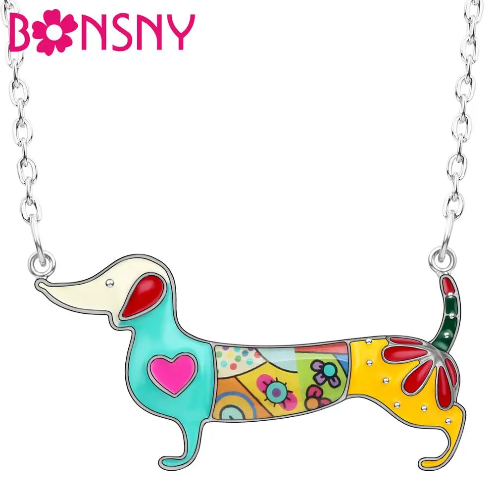 Ожерелье женское из эмалированного металлического сплава в виде таксы|Цепочки| |