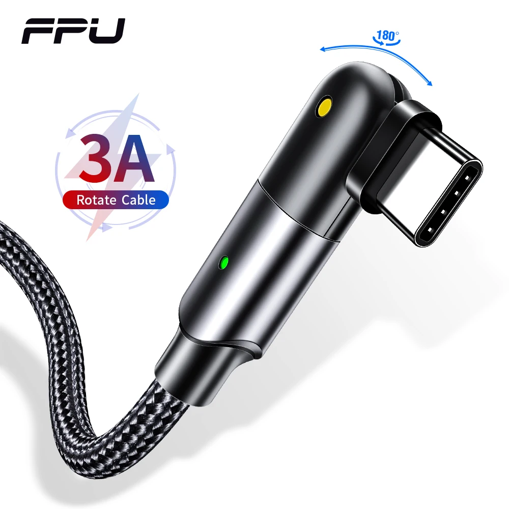 FPU вращается USB Type C кабель для Samsung S20 S10 Xiaomi Быстрая зарядка зарядное устройство c