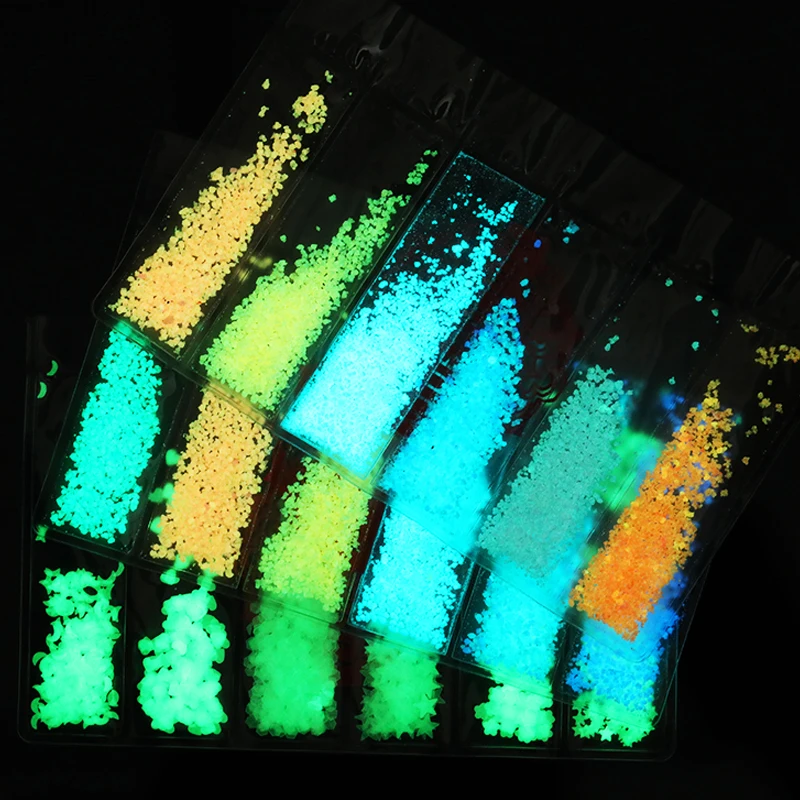 6 моделей/Сумка для ногтей блестки пластинки светятся в темноте светящаяся