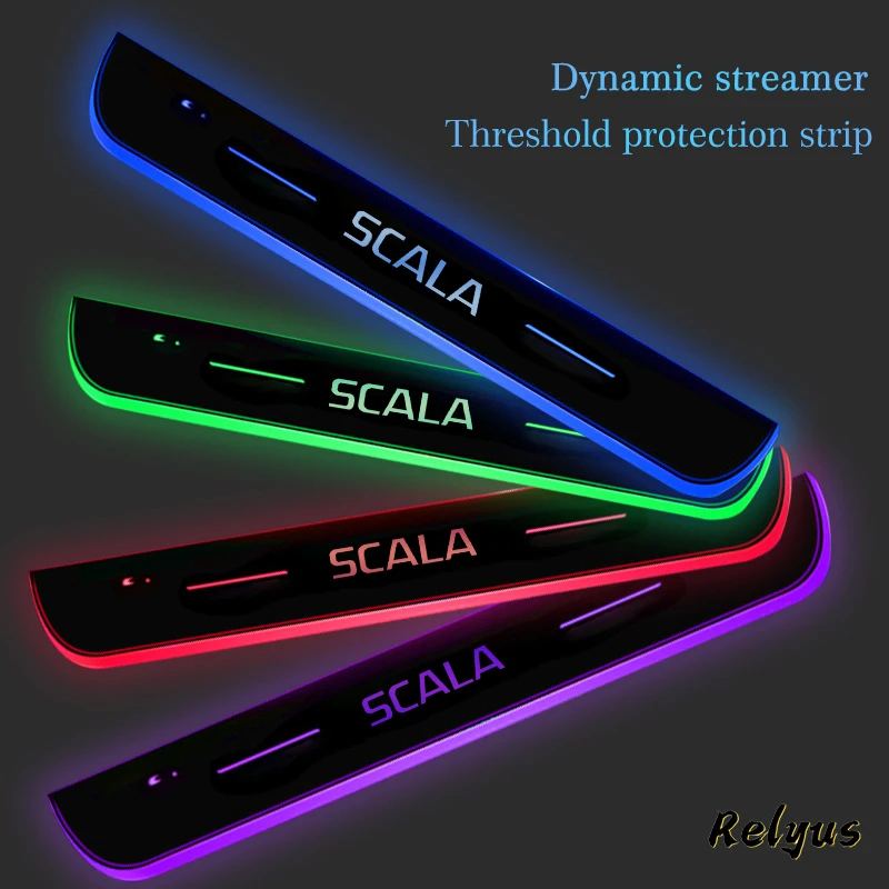 

Luminous Car Logo Moving LED Welcome Pedal Car Scuff Plate Pedal Door Sill Pathway Light For Skoda Scala Vrs Car Accessories