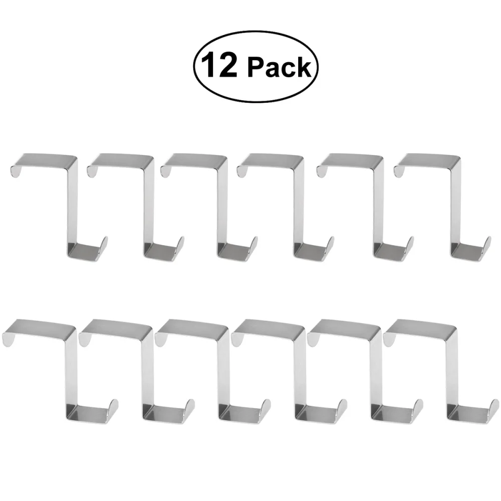 

BESTOMZ 12pcs Stainless Steel Z-Shaped Hook for Kitchen Cabinet Cloth Towel Bag Hanger Space Saving