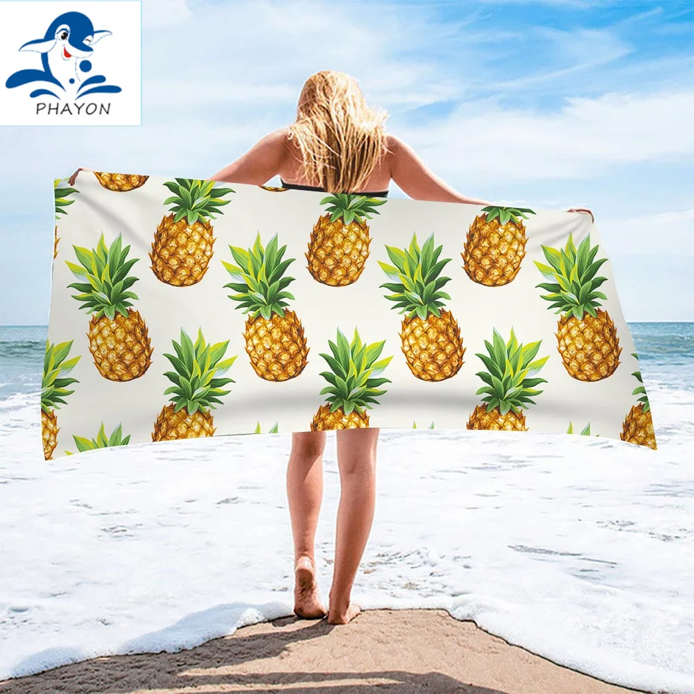 

PHAYON Surf Poncho Microfiber Bath Towel Large Beach Towels Quick Dry Beach Mat Beach Towel for Adults Tropical Fruit Pineapple