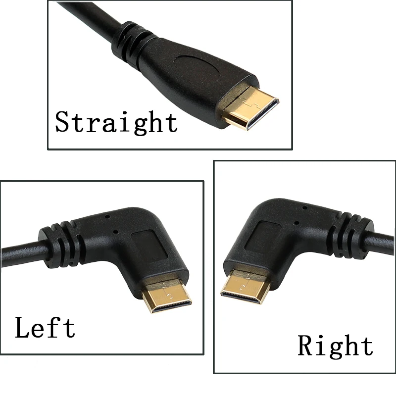 elbow Spring Coiled C Type Mini HDMI-compatible Cable Right Left Angled Mini HD Male to A HD Male Stretch  Cable 50cm 130cm