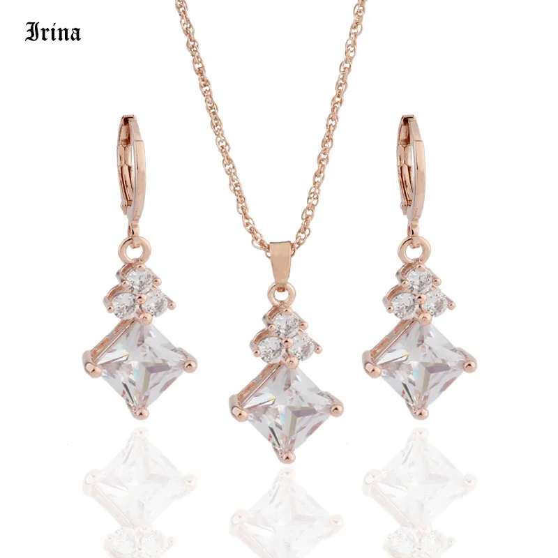 Комплект из колье и серёг под розовое золото 585 пробы|Ювелирные наборы| |