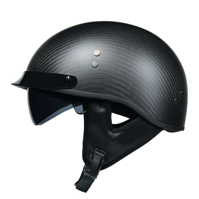  New Retro Carbon Fibre Helmets for women and men Motorcycle half helmet Electric safety with Bongrace | Автомобили и мотоциклы
