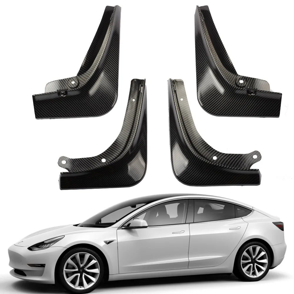 Автомобильный карбоновый брызговик для Tesla Model3- переднее/заднее крыло аксессуары Авто брызговик панельные брызговики(набор из 4