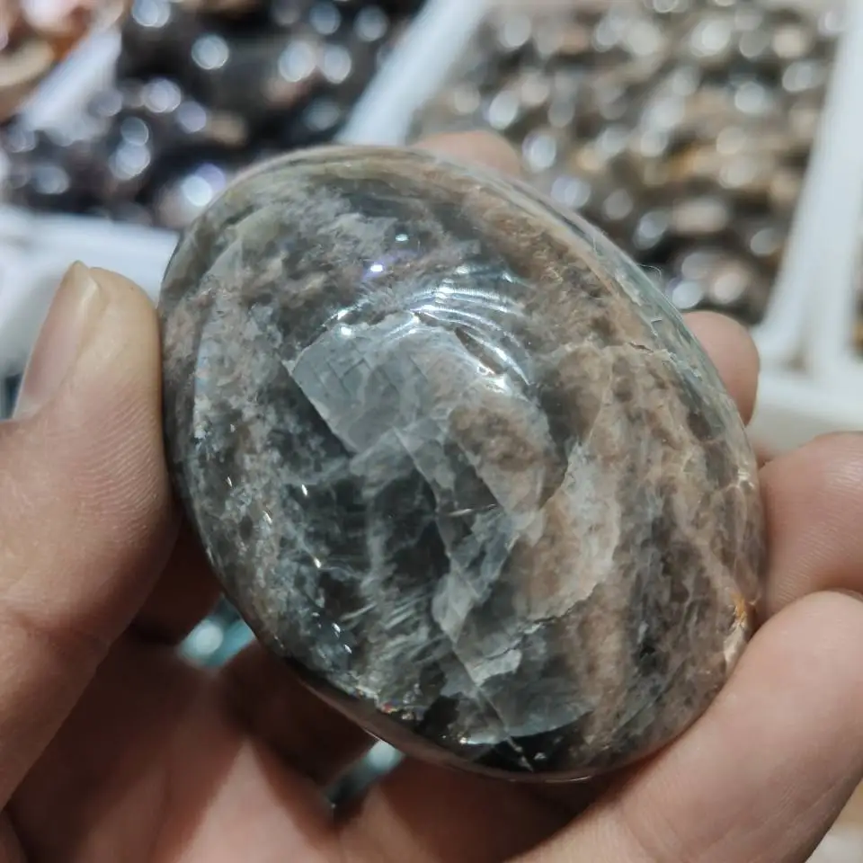 

5-8 см натуральный черный лунный камень пальмовые камни кварцевые Минеральные Кристаллы массаж лечебные драгоценные камни для прекрасного ...