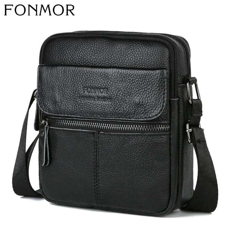 Мужская сумка мессенджер FONMOR маленькая через плечо из натуральной кожи с