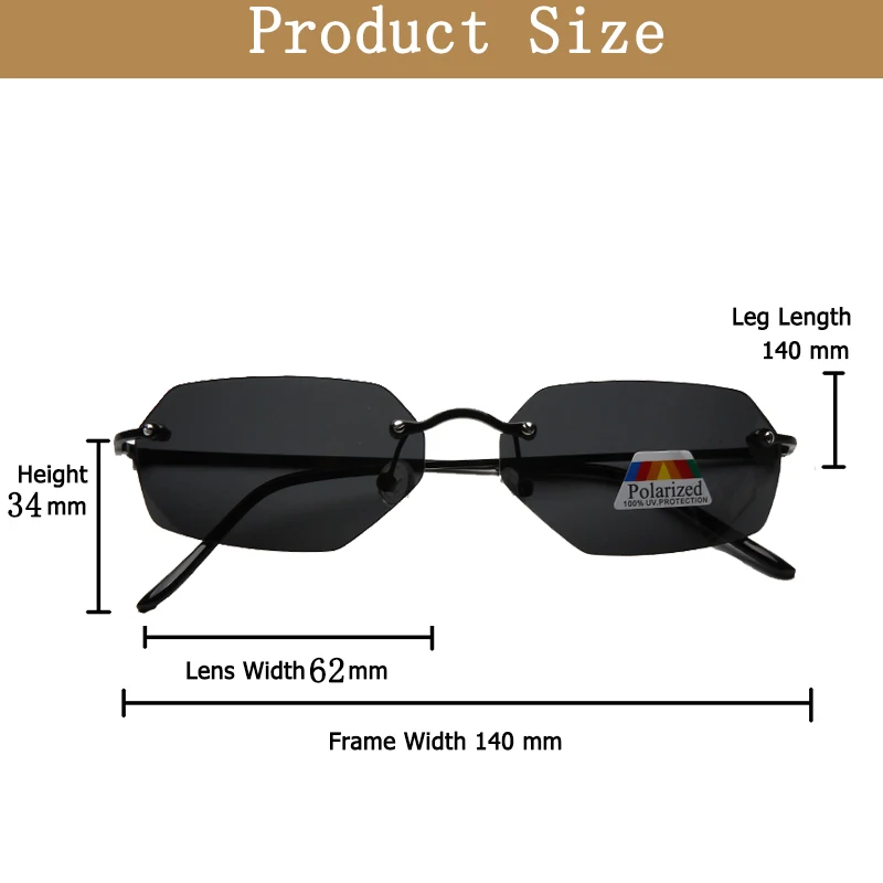 Мужские солнцезащитные очки без оправы модные ультралегкие с поляризационными