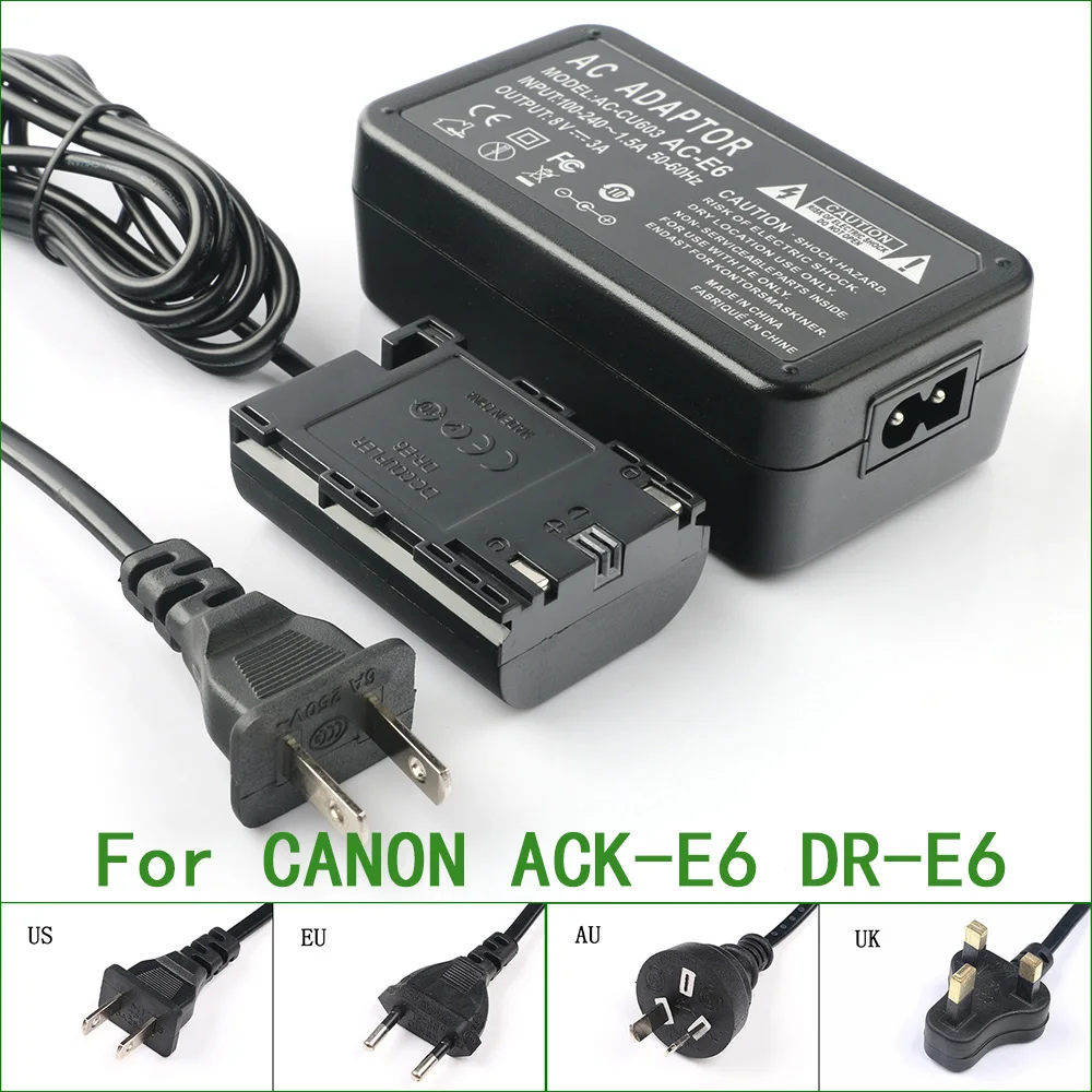 

Lanfulang ACK-E6 DR-E6 Full Decoded AC Power Adapter For Canon EOS 70D 80D 90D 6D 7D 60D 5DS R Ra R5 R6 5D Mark II III IV