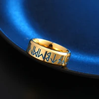 8mm inner arc mirror lithography nordic viking text luminous luminous ring simple european style mens ring