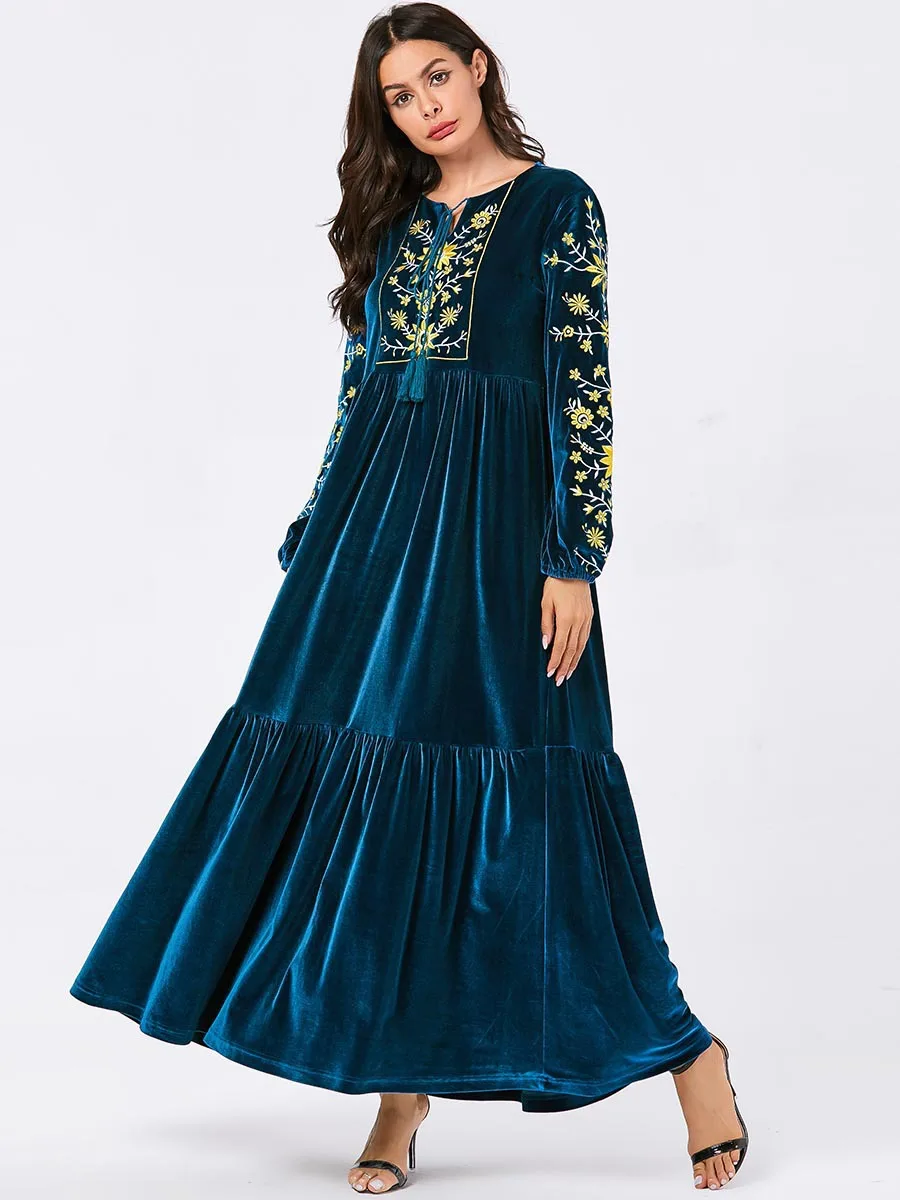 Мусульманское платье мусульманского стиля женское элегантное вельветовое