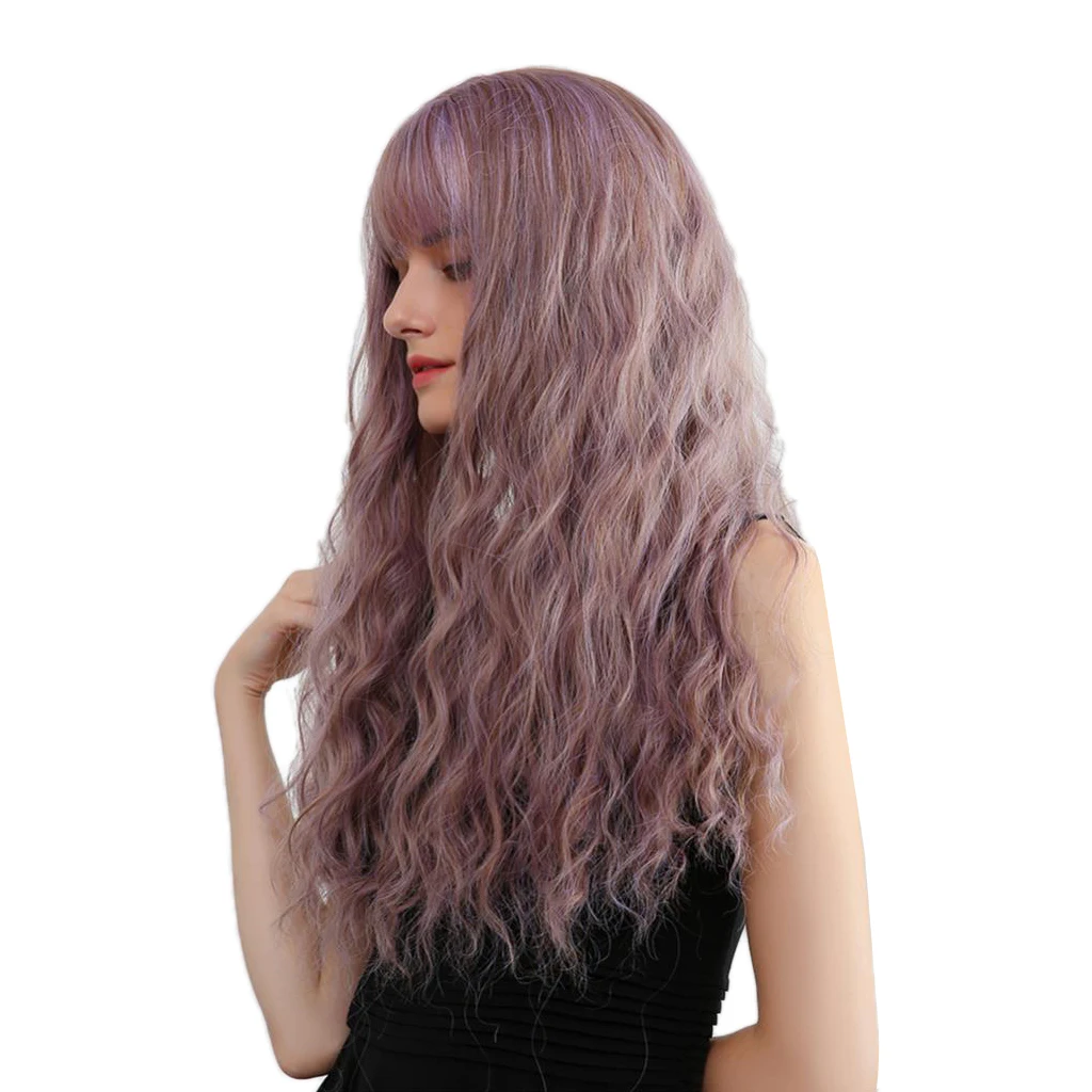 

26'' Feamle Synthetic Wigs Elegant Party Costume Wig With Neat Bang
