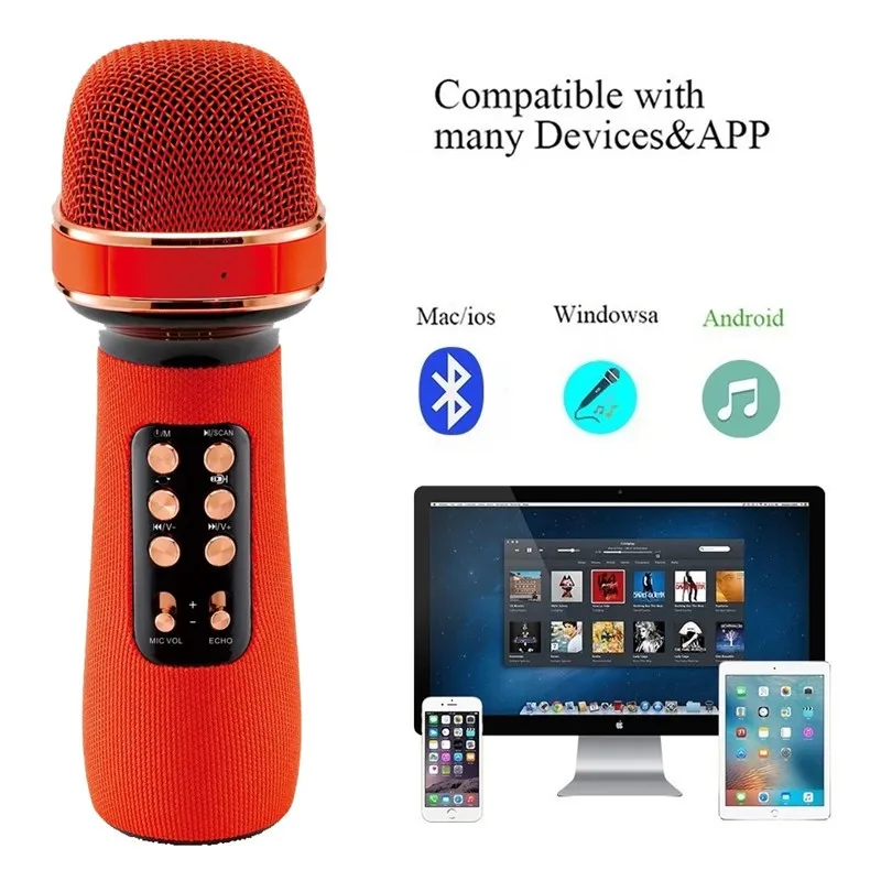 Беспроводной Bluetooth микрофон WS898 детская аудиоколонка 2 в 1 портативный для караоке