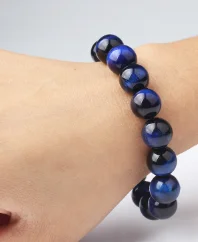 Tiger-eye Lingxiang Мода AAA синий из тигрового глаза с Буддой браслеты для мужчин Натуральный Камень круглые бусины эластичность веревка для мужчин женщин браслет - Окраска металла: Tiger-eye
