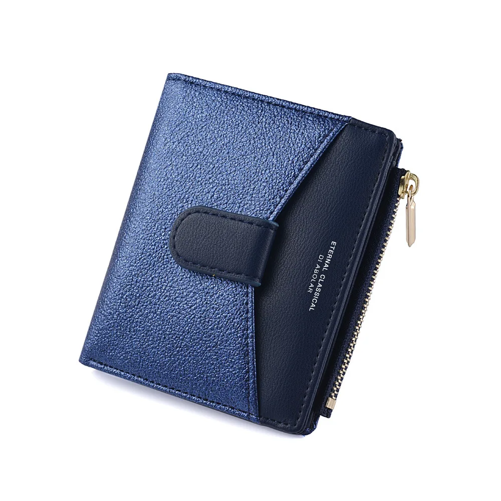 Маленький женский кошелек с блестками и застежкой модный кожаный Дамский клатч