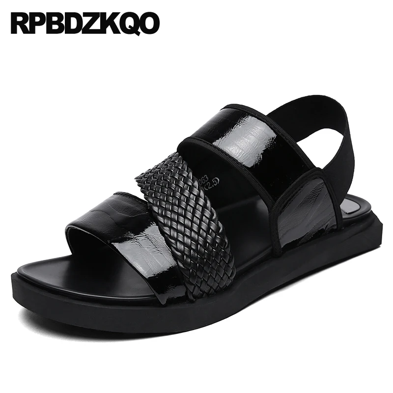 Шлепанцы мужские без застежки сандалии из натуральной кожи итальянские черные