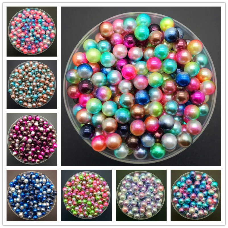 

NEW 3/4/5/6/8mm Color Acrylic No Hole Round Pearl Loose Beads Jewelry Making