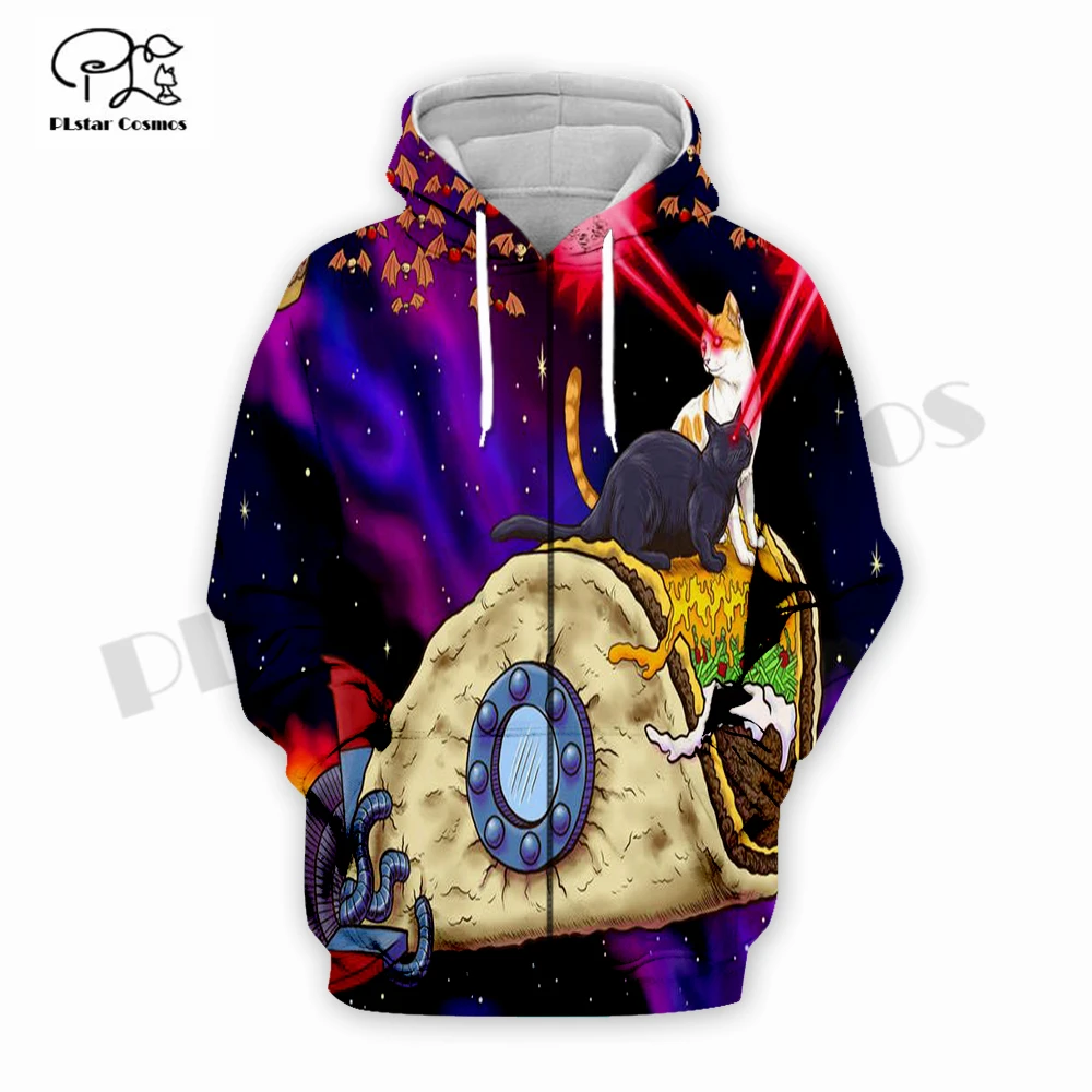 

PLstarCosmos 3DPrint Newest Cat Space Taco Art Animal Funny Unique Harajuku Pullover Streetwear Unisex Hoodie/Sweatshirt/Zip W-1