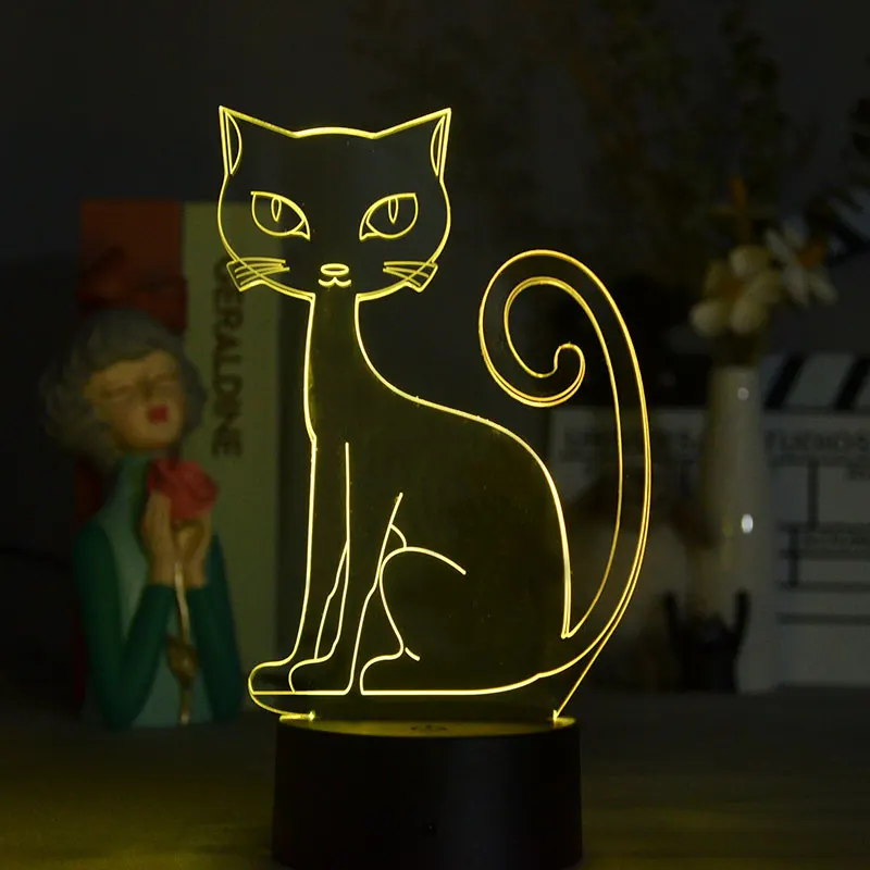3D детский ночной Светильник для детей с изображением милого котика украшения