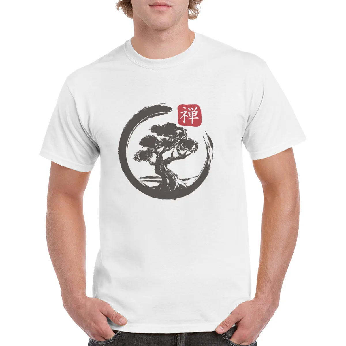 

Zen Bonsai T Shirts Men's Pure Cotton Vintage T-Shirt Short Sleeve Clothes Chinese Character Present Printing Summer Tops