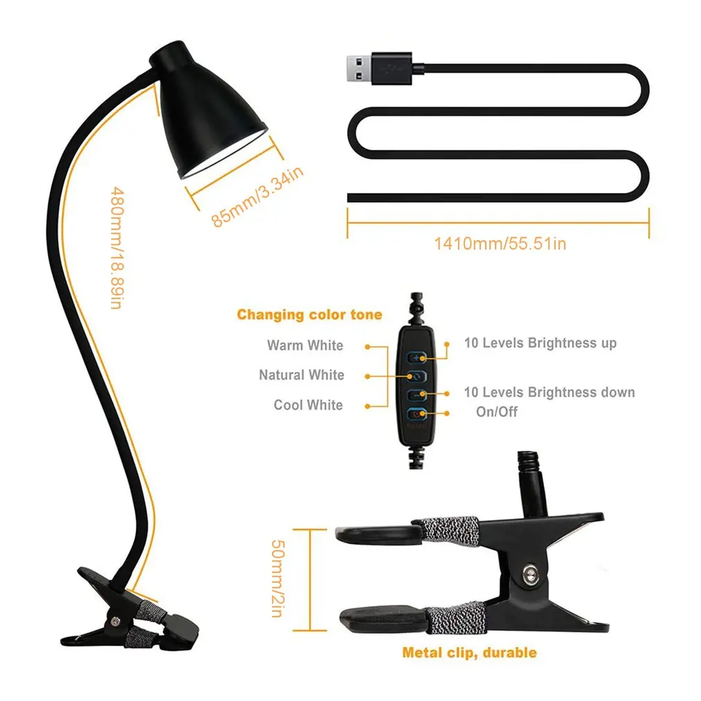 

Bedroom Eye Protection Led Clip Lamp Usb Clip Table Lamp Reading Learning Fill Light Led Table Lamp 8.5cm