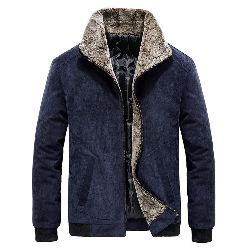 

Lapel Autumn and winter Plush men's thickened corduroy down cotton jacket large casual cotton jacket