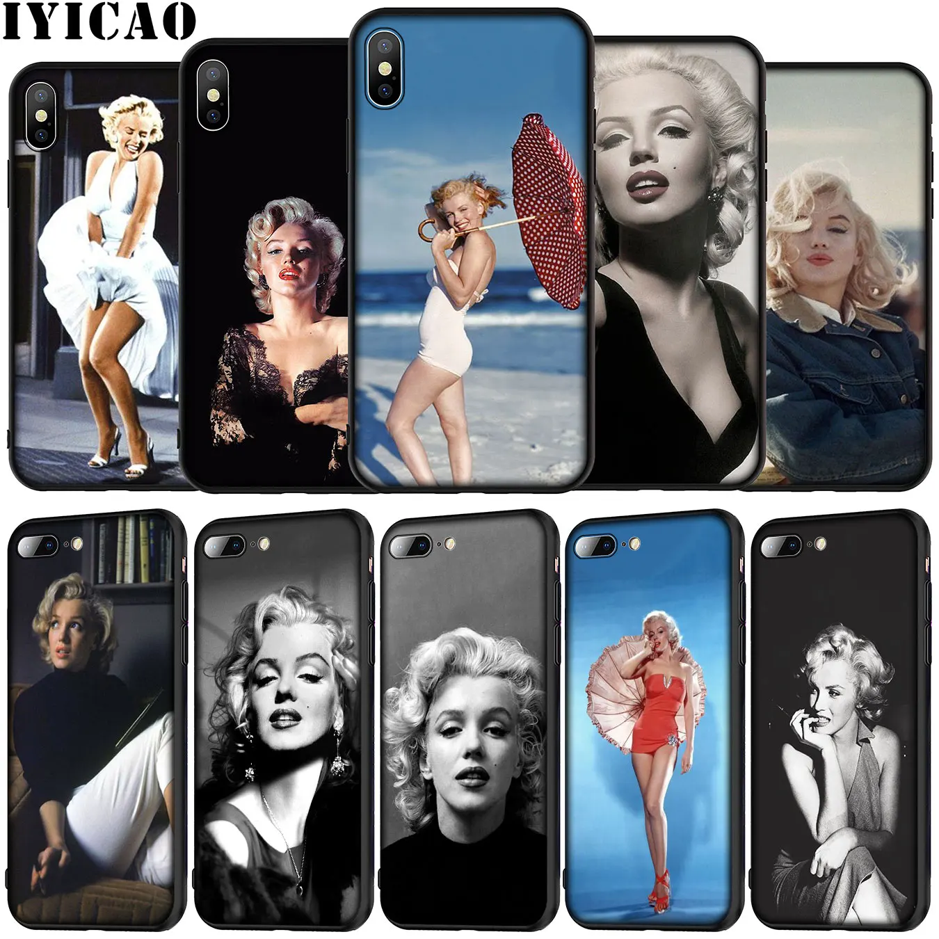 Мягкий силиконовый чехол IYICAO для телефона Мэрилин Монро iPhone 12 Mini XR X XS 11 Pro Max 5 5S SE 6