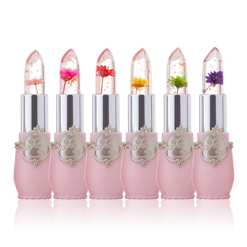 

Moisturizer Long Lasting Jelly Flower Lipstick Makeup Temperature Changed Colorful Lip Blam Pink Transparent
