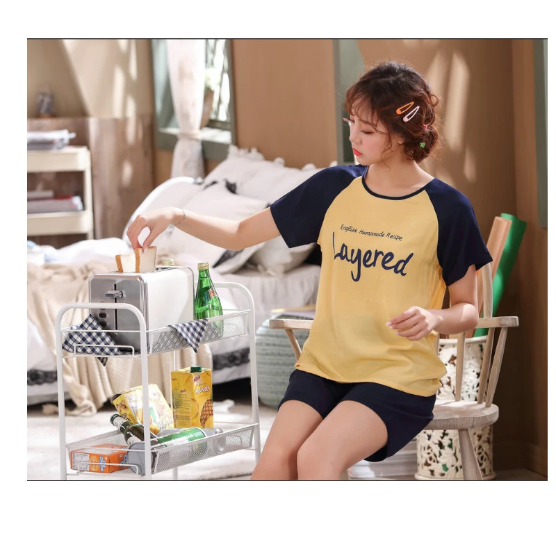 

Women's Sleepwear Cute Short Set Pajamas for Women Pajama Set Sweet Short Sleeve T Shirts & Shorts Summer Pijama