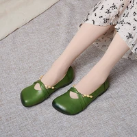 womens shoes 2021 spring style single shoes new flat buckle peas shoes leather shoes