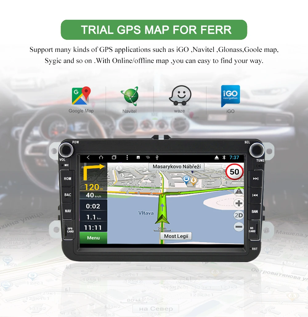 Bonroad 2din Android автомобильный мультимедийный плеер ForVW для Passat Seat Skoda rapid Bora gps навигация радио плеер(без dvd