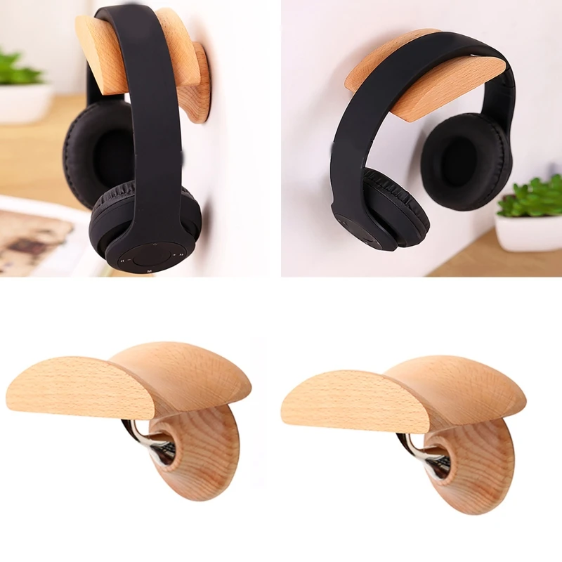 

Universal Beech Headphone Stand Headset Holder Hanger Wall-mounted Wood Headphone Hook Metal Display Rack Earphone Accessories O