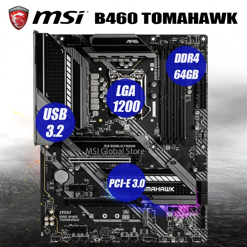 Verkauf LGA 1200 MSI MAG B460 TOMAHAWK Motherboard DDR4 2933MHz 128GB M.2 SATA3 Display Port Desktop Intel B460 Gaming Mainboard 1200