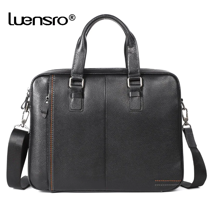 Портфель LUENSRO мужской из 100% натуральной кожи модная Вместительная деловая сумка