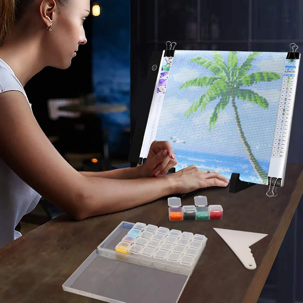 

Diamond Painting A4 LED Light Pad Set DIY 5D Diamond Painting By Number A4 LED Light Kit for Diamond Painting Sketching 7PCS