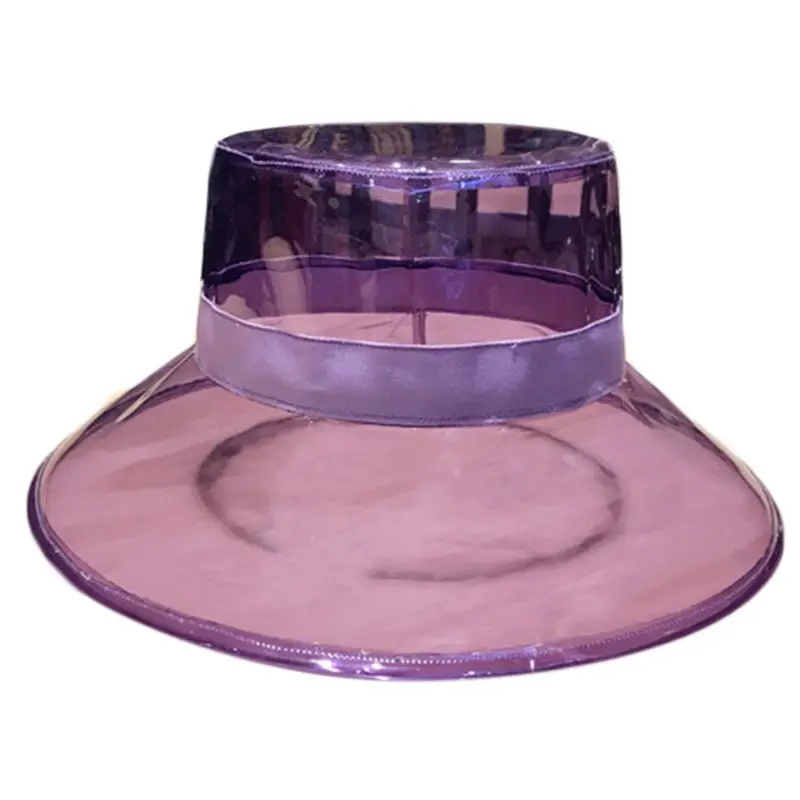 Women Men Summer PVC Transparent Bucket Hat Bright Jelly Solid Color Wide Brim Breathable Waterproof Fisherman Rain | Аксессуары для