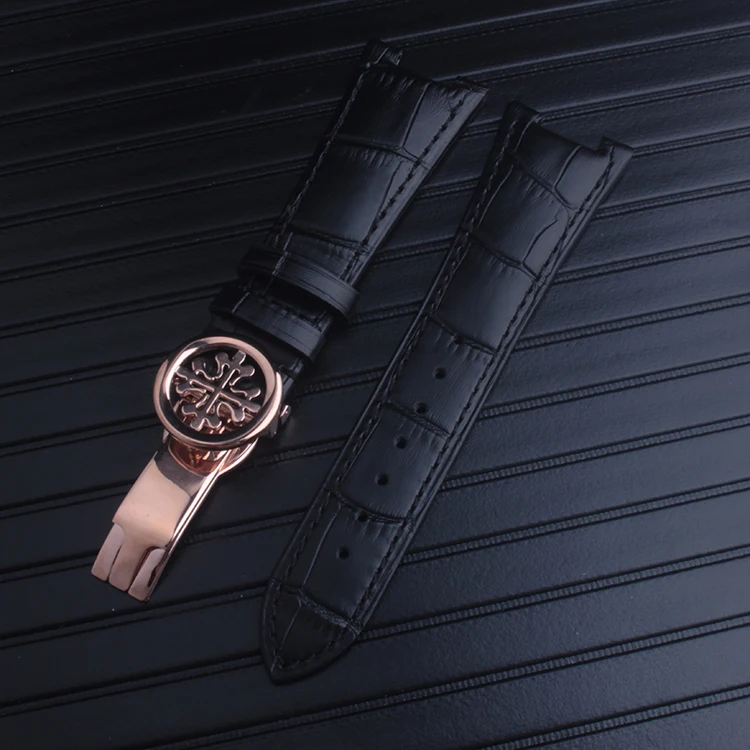 Черный, коричневый, синий браслет из натуральной кожи(подходит) Patek philpe Nautilus 25 мм x 14 мм - Цвет ремешка: Black rose buckle