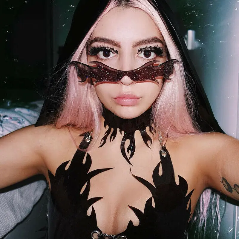 Женский укороченный топ Meihuida из искусственной кожи на цепочке бюстгальтер без